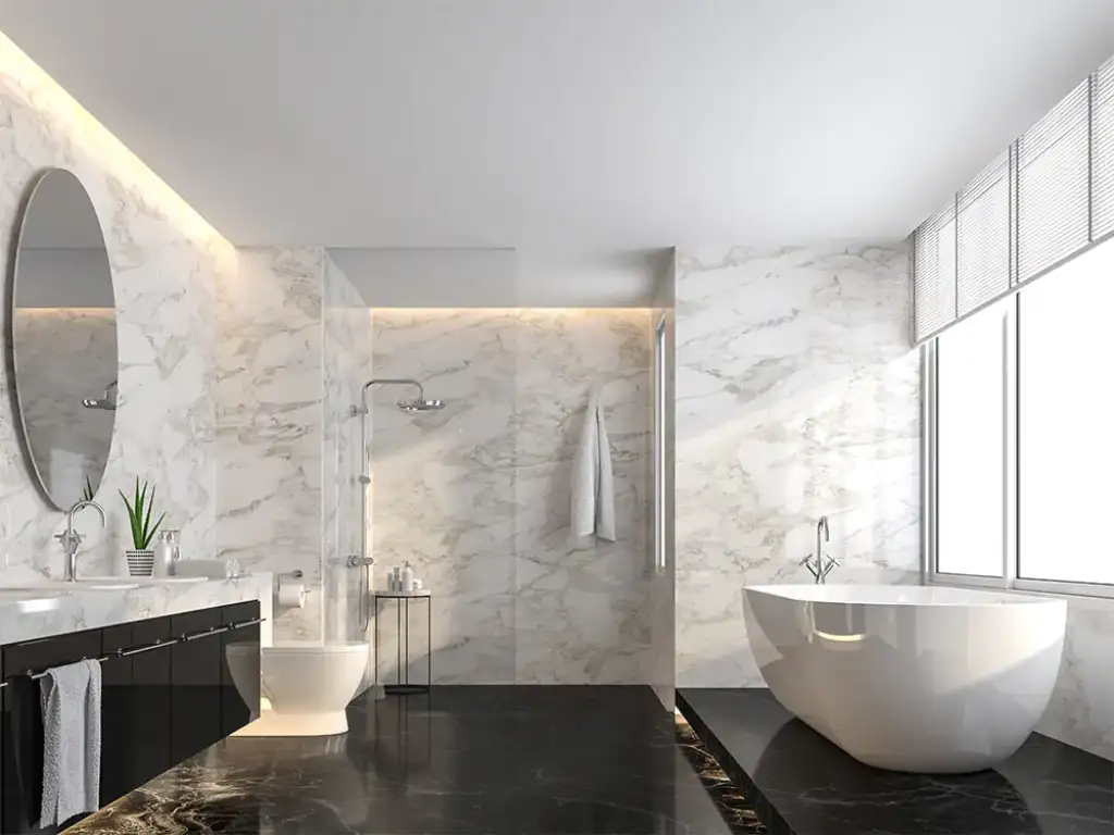 Bac à douche en pierre naturelle pour une salle de bain moderne